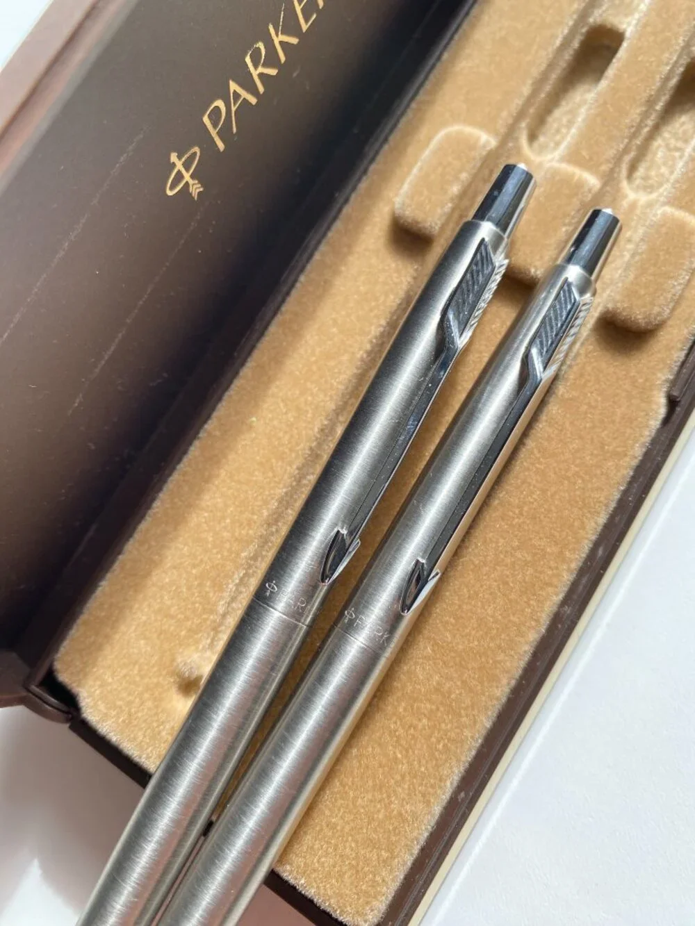 Parker 45 Flighter Stainless Steel Ball Pen and Mechanical Pencil Set